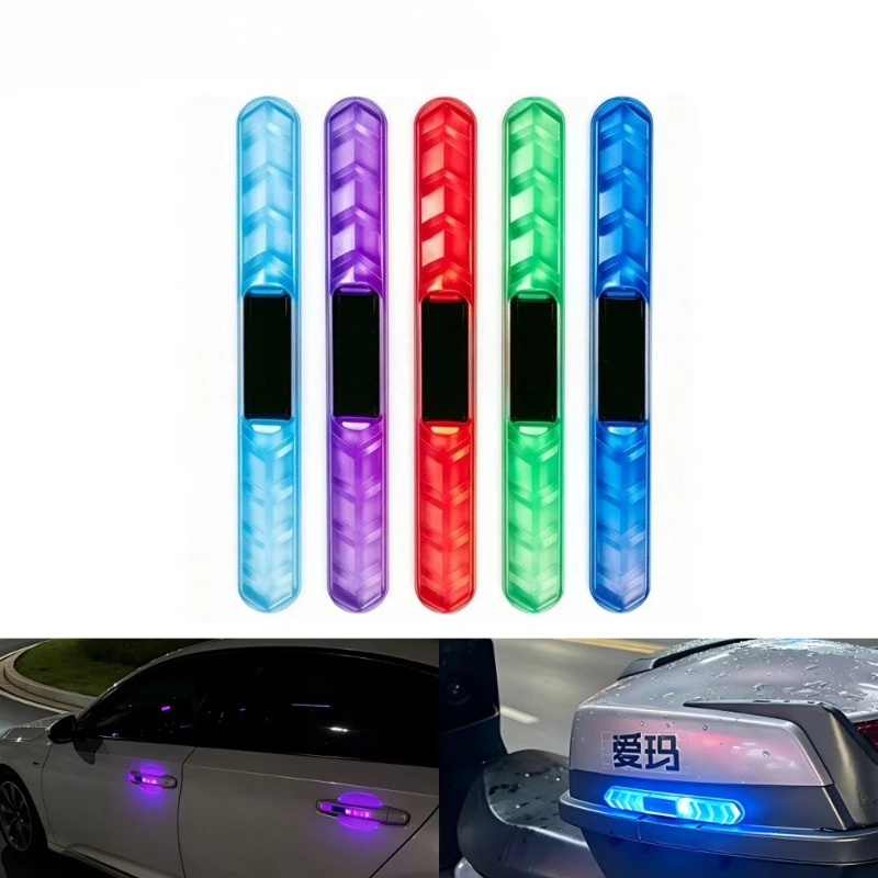 Car Door Handle Protector - 1 szt. Solarna LED Lampa Stroboskopowa,