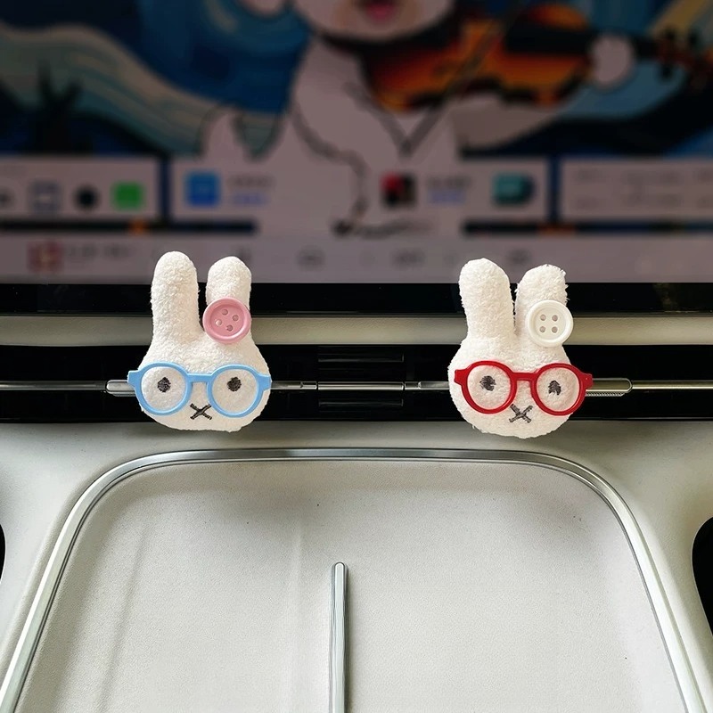 Car Fragrance Diffuser - Uroczy Królik w Okularach Klips Zapachowy